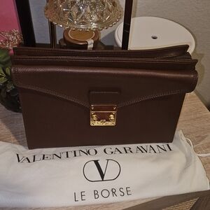 Valentino Garvani Brown Leather Clutch ( Excellent Condition)